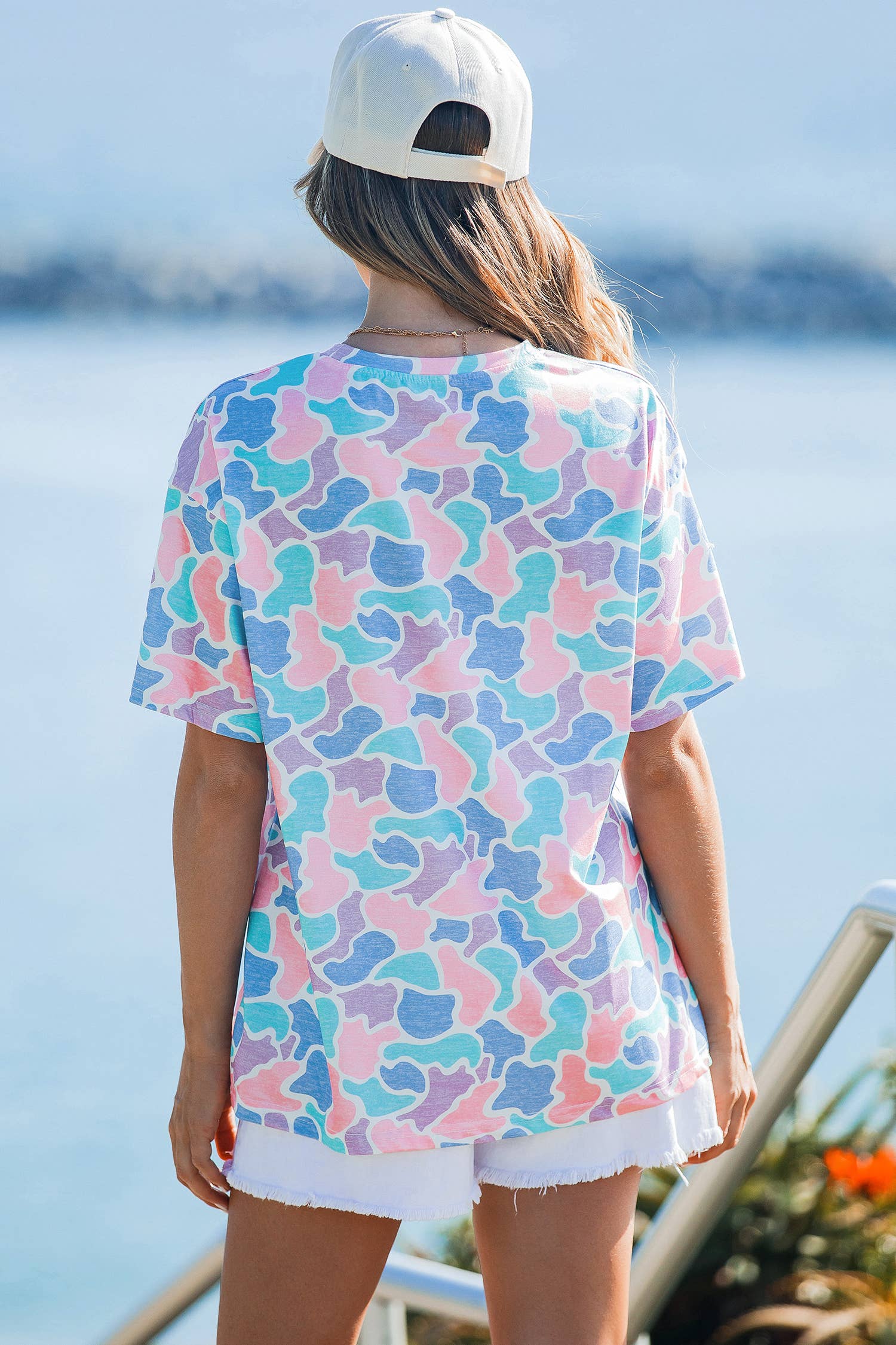 Camouflage Print Preppy Fashion Tunic Tee
