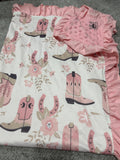 Pink Cowgirl Toddler Blanket