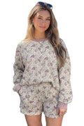 Camo Waffle Knit Long Sleeve and Shorts Set